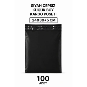 Siyah Cepsiz Küçük Boy Kargo Poşeti 24x30+5 Cm 100 Adet
