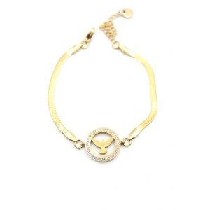 Taşlı Anka Kuşu Bileklik - Altın