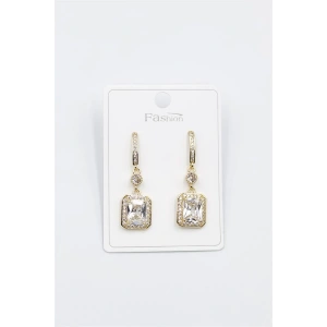 Taşlı Baget Küpe - Altın