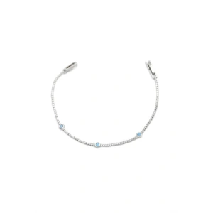 Taşlı Boncuk Bileklik - Gümüş