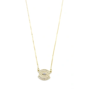 Taşlı Göz Kolye - Altın