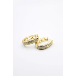 Taşlı Halka Küpe - Altın