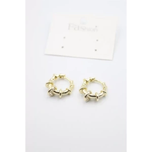 Taşlı Halka Küpe - Altın