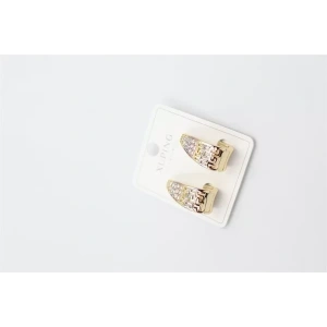 Taşlı Halka Küpe - Altın