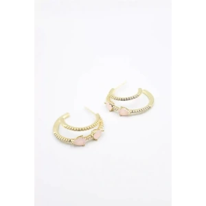 Taşlı Halka Küpe - Altın