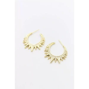 Taşlı Halka Küpe - Altın