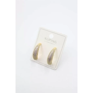 Taşlı Halka Küpe - Altın