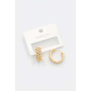 Taşlı Halka Küpe - Altın