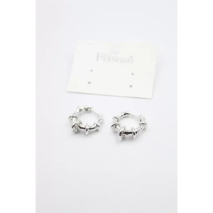 Taşlı Halka Küpe - Gümüş