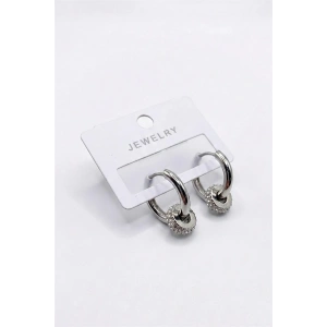 Taşlı Halka Küpe - Gümüş