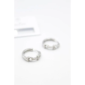 Taşlı Halka Küpe - Gümüş