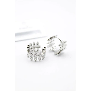 Taşlı Halka Küpe - Gümüş