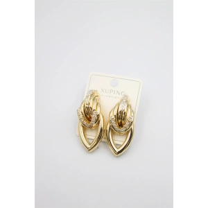 Taşlı Halkalı Küpe - Altın