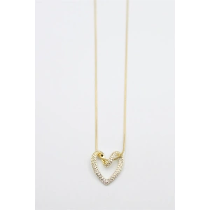 Taşlı Kalp Kolye - Altın