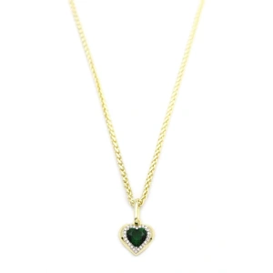 Taşlı Kalp Kolye - Yeşil