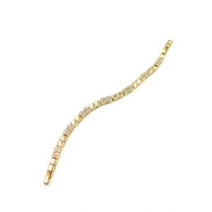 Taşlı Kare VİP Bileklik - Altın