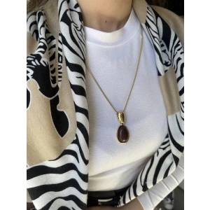 Taşlı Kolye - Kahverengi