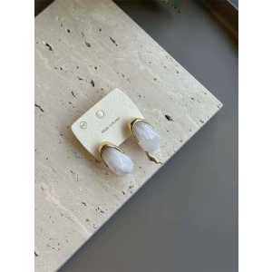 Taşlı Küpe - Beyaz