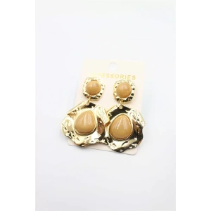 Taşlı Küpe - Kahverengi