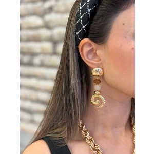 Taşlı Küpe - Kahverengi