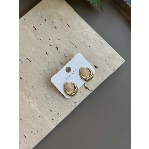 Taşlı Küpe - Krem