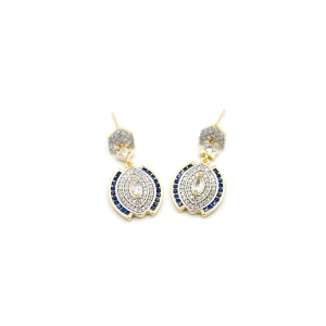 Taşlı Küpe - Mavi