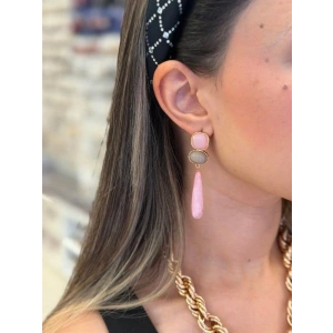 Taşlı Küpe - Pembe