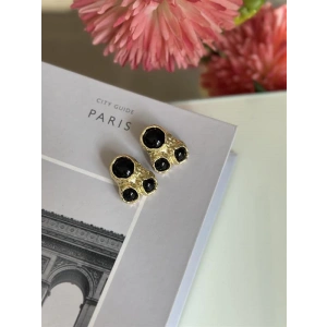 Taşlı Küpe - Siyah