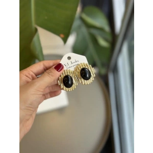 Taşlı Küpe - Siyah