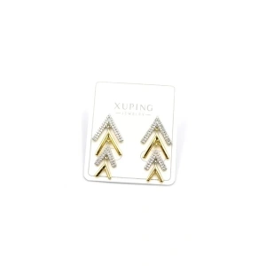 Taşlı Ok Küpe - Altın