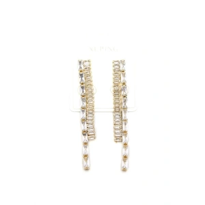 Taşlı Sallantılı Küpe - Altın