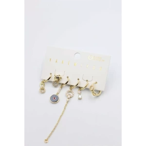 Taşlı Set Küpe - Altın