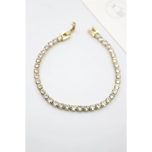 Taşlı Su Yolu Çelik Bileklik - Altın