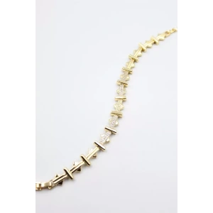 Taşlı Üçgen Bileklik - Altın