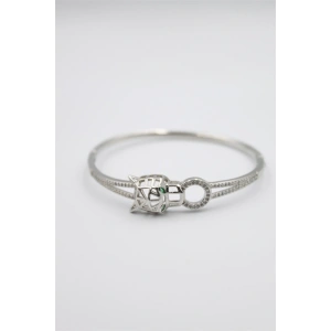 Taşlı Vip Bilezik - Gümüş