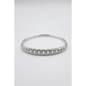 Taşlı Vip Bilezik - Gümüş