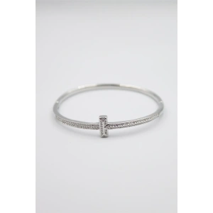 Taşlı Vip Bilezik - Gümüş