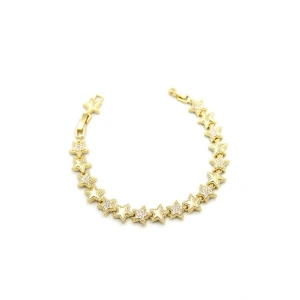 Taşlı Yıldız Bileklik - Altın