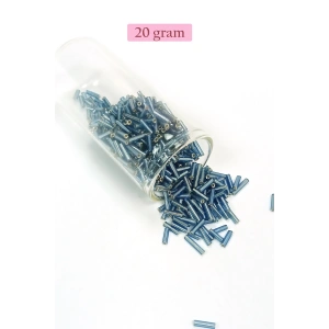 Uzun Boru Kesme Boncuk Çap 2mm Uzunluk 10 mm - 20 Gram - Camgöbeği Mavi - BNC228