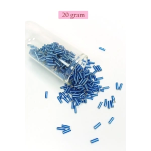 Uzun Boru Kesme Boncuk Çap 2mm Uzunluk 10 mm - 20 Gram - Mavi - BNC242