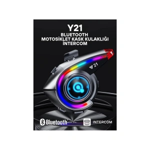 Y21 Rgb Işık Efektli Intercom Bluetooth Motosiklet Kask Kulaklığı Intercom Kulaklık