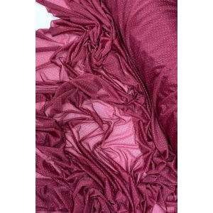 Yağmur Damlası Simli Abiye Elbise Şallık Tül Kumaş Bordo 23