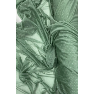Yağmur Damlası Simli Abiye Elbise Şallık Tül Kumaş Mint Yeşil 75