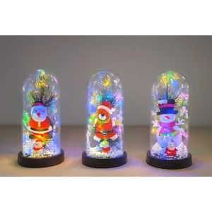 Yılbaşı Temalı Işıklı  Dekoratif Cam Fanus Alk5075