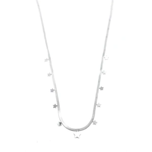 Yıldız Ezme Zincir Kolye - 45cm - Gümüş