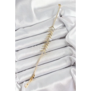 BFS Pirinç Gold Renk Zirkon Taşlı Balık Sırtı Kadın Bileklik