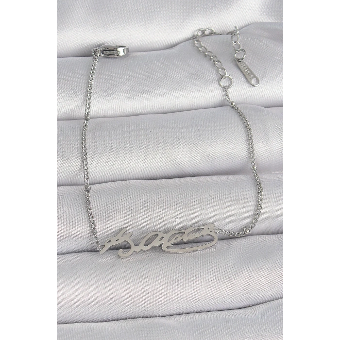 BFS 316L Çelik Gümüş Renk Atatürk İmza Model Kadın Bileklik