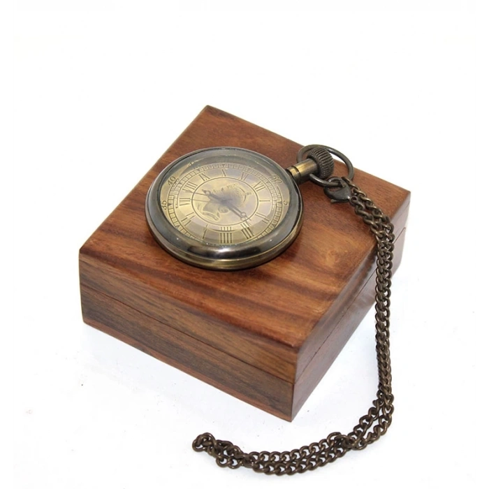 BFS Ahşap Kutulu Pirinç Köstekli Saat 16154