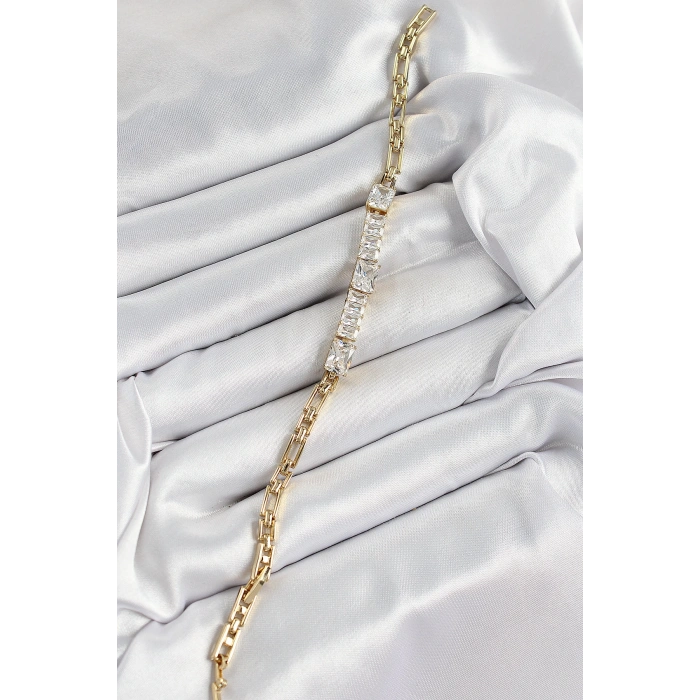 Mey İthalat® Xuping Pirinç Parçalı Su Yolu Model Gold Renk Kadın Bileklik