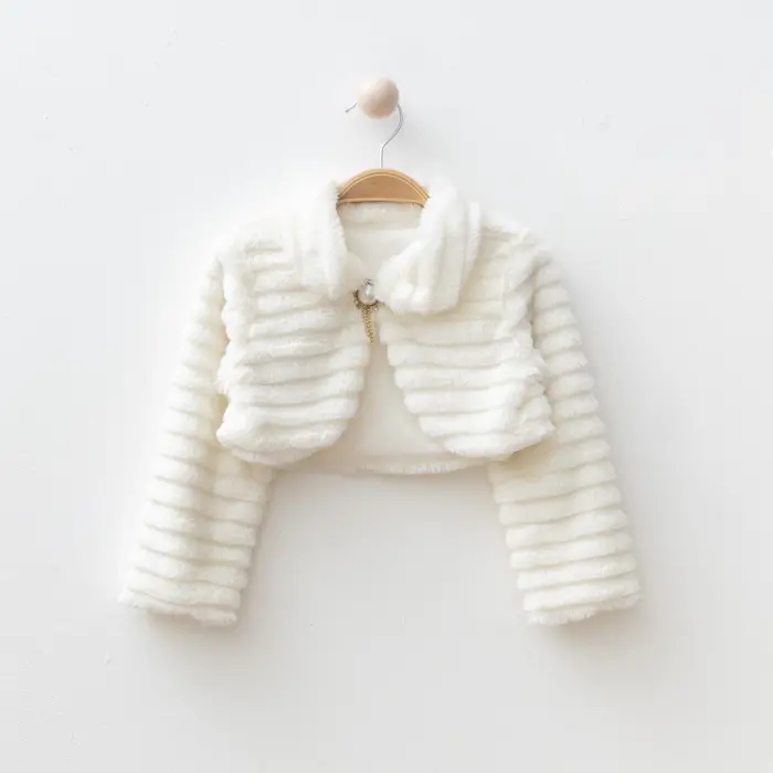 Çizgili Kumaş Peluş Bolero